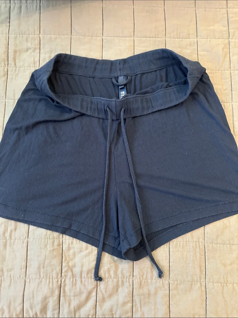 SKIMS Navy Blue Ribbed Drawstring Pajama Shorts - Women's - Picture 1 of 5